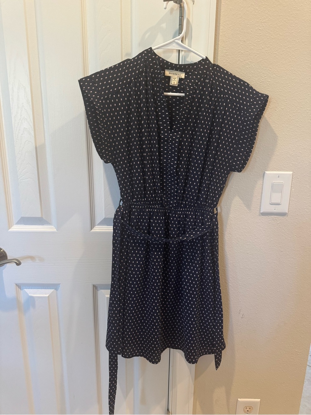 Madewell Navy Mini Dress with White Dot Print